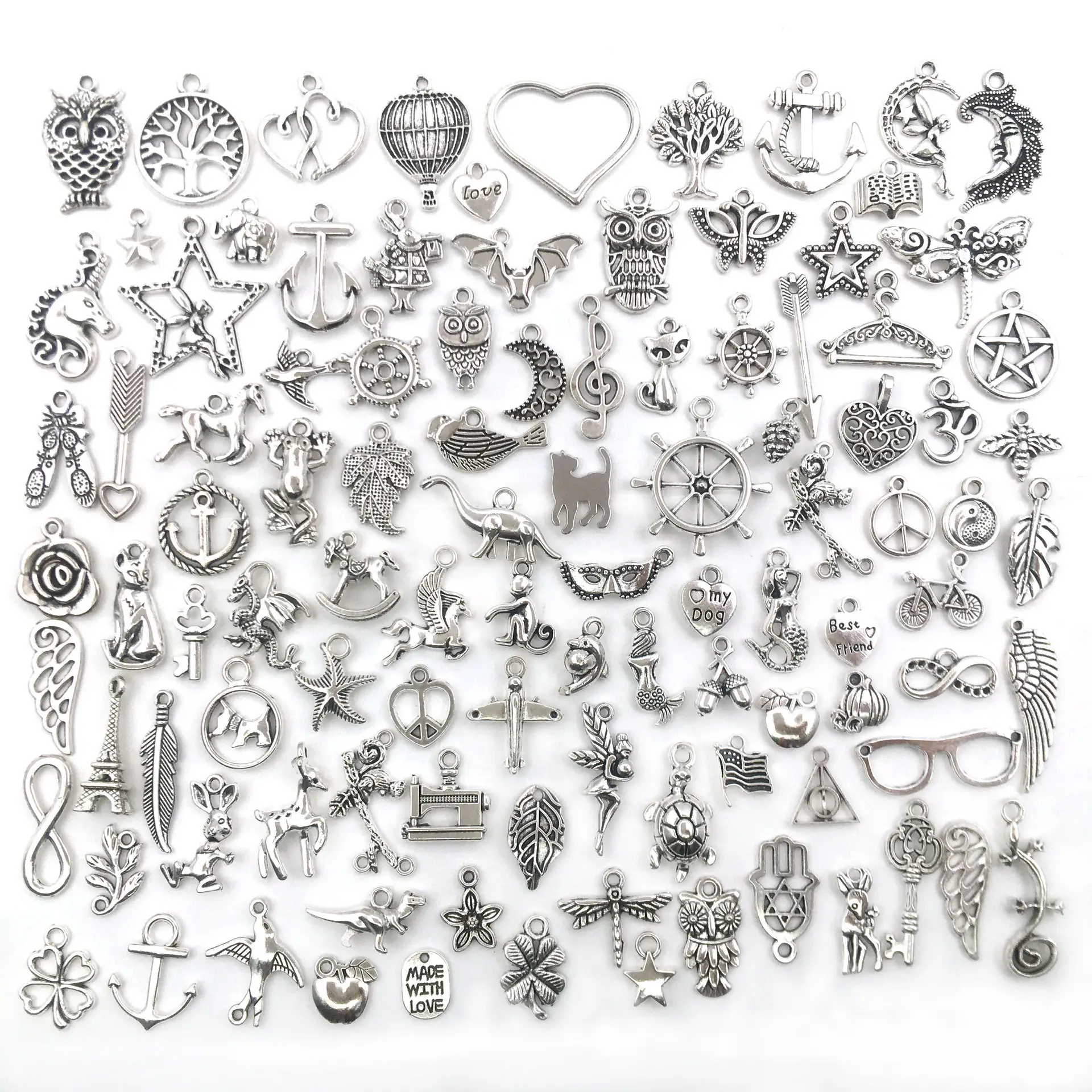 300pcs Wholesale Tibetan Silver Craft Supplies Alloy Jewelry Making Charms Pendants DIY for Necklace Bracelet