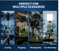 Support universel pour appareil photo en alliage d'aluminium avec bras magique 360°, double rotule et vis 1/4 pour moniteur DSLR, éclairage LED et caméra d'action