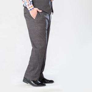 Pantalon de <span class=keywords><strong>costume</strong></span> décontracté ample à jambe droite à carreaux bleus pour hommes pantalons de bureau pour hommes à la mode formelle poche arrière - Product Image 5