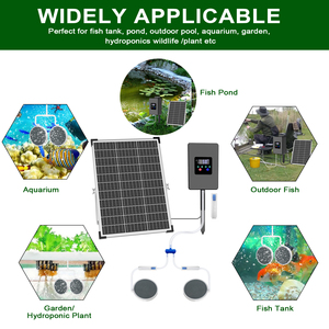 Battery Aeration Kit Thirty Watt <b>Solar</b> Powered Two Outlets Low Noise Air <b>Pump</b> Bubble Stones For Outdoor Water Feature - Product Image 2
