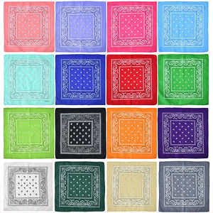 للبيع بالجملة شعار مخصص مطبوع بالتسام معاد تدويره قطن كلاسيكي مربع بيزلي باندانا مع شعار - Product Image 2