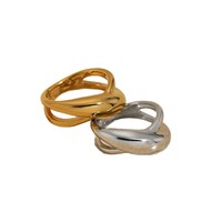 Bague Gaovo en acier inoxydable 316 à double courbe irrégulière entrelacée pour femme, bijou fantaisie géométrique, accessoire de mode, cadeau