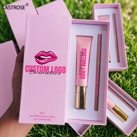 Ensemble de gloss et crayon à lèvres 2 en 1 de luxe, haute pigmentation, longue tenue, tube compressible, applicateur métallique, gloss à lèvres, crayon à lèvres, kit cadeau pour les lèvres
