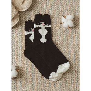 Kikiya Sachs da bambina alla caviglia per famiglia calzini neri traspiranti in morbido Nylon stampa animalier usa e getta per inverno primavera estate - Product Image 1