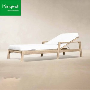 Chaise longue de jardin en teck, design moderne et luxueux, résistante aux UV, écologique, portable, avec coussins. - Product Image 3