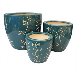 High Quality Vietnamese Handmade Glazed Finish Eco-Friendly Ceramic Clay Flower <b>Pot</b> with 1000 Capacity for <b>Succulents</b> - Product Image 3