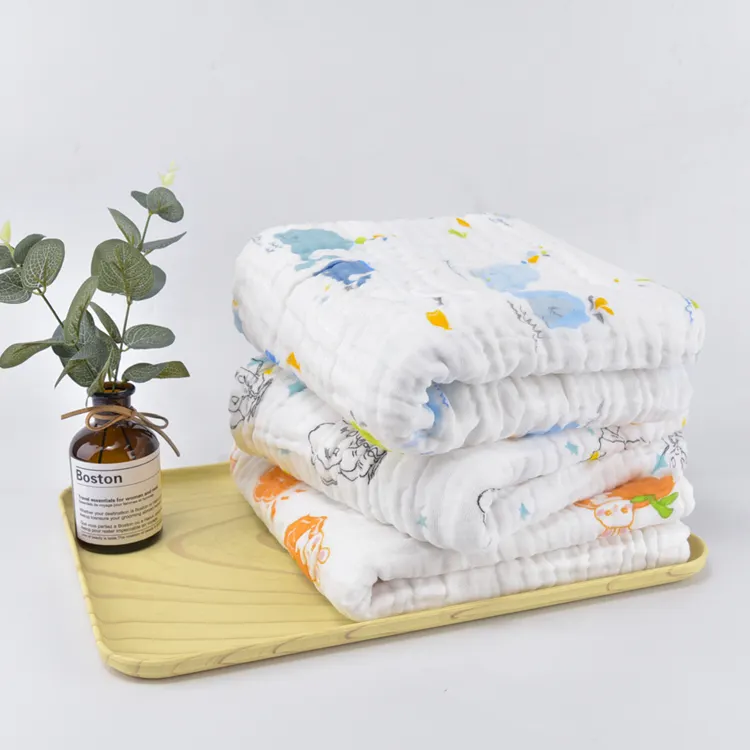 Easymom phổ biến Muslin bé chăn siêu mềm Cotton Muslin Swaddle chăn hữu cơ tre Cotton bé Muslin chăn