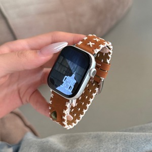 <span class=keywords><strong>Bracelet</strong></span> en <span class=keywords><strong>cuir</strong></span> Forwelleny de luxe avec pierre œil-de-chat pour <span class=keywords><strong>Apple</strong></span> <span class=keywords><strong>Watch</strong></span> Series 11 10 9 8 SE Ultra 49mm – <span class=keywords><strong>Bracelet</strong></span> chic pour femme - Product Image 4