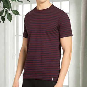 เสื้อยืดผู้ชายสไตล์ล่าสุด ทรงหลวม ผ้าฝ้าย 100% แขนสั้น ลายทาง ลำลอง พิมพ์ลายดิจิทัล สำหรับฤดูร้อน - Product Image 3