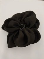 Accessoires de vêtement en fleurs noires imitant la soie, faites à la main, pour femmes musulmanes, robe abaya à fleurs