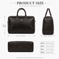 Sac de voyage personnalisé GORFIA en cuir PU gaufré crocodile, grand sac de week-end avec poignées roulées et sangle amovible