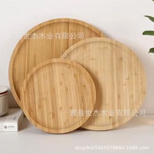 Plateau rond en bois Mu Yujia 30 cm, plateau de service en bois massif pour le thé et les collations, usage domestique et hôtelier - Product Image 3