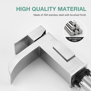 Contemporary Stainless Steel Waterfall Spout Bathroom Wash <b>Basin</b> <b>Tap</b> modern <b>single</b> hole bathroom faucet - Product Image 5