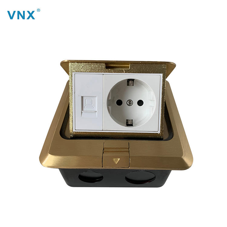 VNX Waterproof Flip Floor Socket 16a Socket With Data Invisible Flat Desktop Socket for TV Computer Phone HD Interface