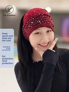غطاء رأس دافئ للباليه من LA CICOGNA للنساء، واقي للأذن والرقبة للخريف والشتاء، عصابة رأس مرنة عالية من الحرير/القطن للأطفال والفتيات - Product Image 6