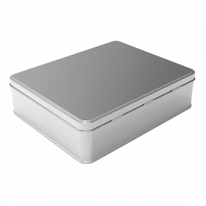 Rectangle Tin Can 2.5 Lt Hinged Slip Lid Turkish Delight & Chocolate Dragee <b>Box</b> 226x182x60mm Kontensan L454 - Product Image 2