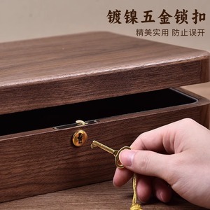Wooden Storage <b>Box</b> Rectangle Solid Wood <b>With</b> <b>Lid</b> And Lock For Jewelry Desktop Organization - Product Image 2