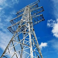 Tour de transmission en treillis d'acier galvanisé à chaud Q355B pour ligne électrique aérienne 10kV 220kV, structure personnalisée OEM