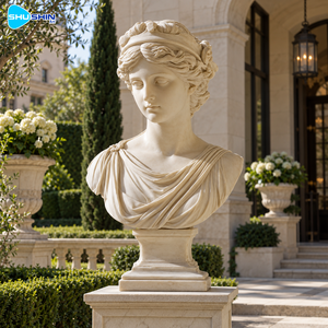 <span class=keywords><strong>Buste</strong></span> classique en marbre romain, <span class=keywords><strong>sculpture</strong></span> en pierre sculptée à la main, portrait personnalisé, décoration pour hôtel, jardin, villa, centre d'art, galerie, hall - Product Image 1