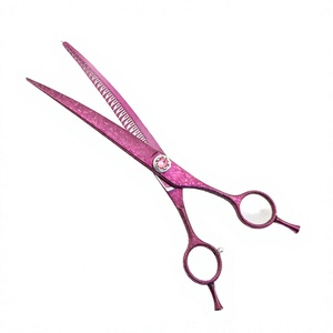Ciseaux de toilettage pour animaux de compagnie LAFSON de luxe de haute qualité, violet rose glacé, 7 pouces, VG10, personnalisables avec votre logo, courbés pour la coupe des poils de chien - Product Image 4