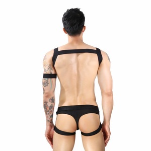 Ensemble de lingerie ultra-sexy pour <span class=keywords><strong>homme</strong></span> : <span class=keywords><strong>string</strong></span> à lanières, sous-vêtements à lanières, débardeur, harnais de poitrine, body musculaire, taille basse, respirant - Product Image 4