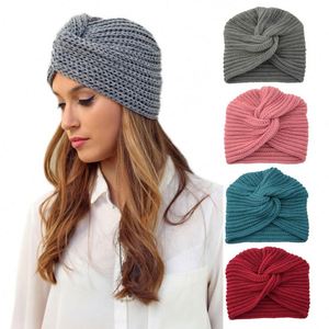 Bonnet turban tricoté pour femme, couvre-chef noué, bonnets d'hiver chauds, bonnets torsadés style bohème, bonnets de nuit et de chimiothérapie - Product Image 2
