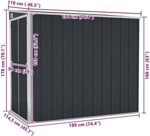 <span class=keywords><strong>Caseta</strong></span> de Almacenamiento Inclinada de Acero Galvanizado Color <span class=keywords><strong>Antracita</strong></span> para Equipo y Herramientas de Jardinería - Product Image 2