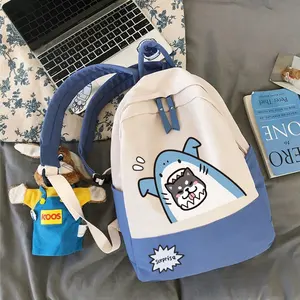 Korean Style Creative Funny Animal Shark Backpack Student School Bag Simple Japanese Husky Cute Backpacks