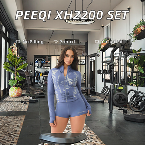 Peeqi XH2200 Completo Sportivo da Donna, Pantaloncini da Ciclista e Maglietta a Maniche Corte, <span class=keywords><strong>Outfit</strong></span> Casual Slim per Fitness Estivo, Lavorato a Maglia con Ricami - Product Image 5