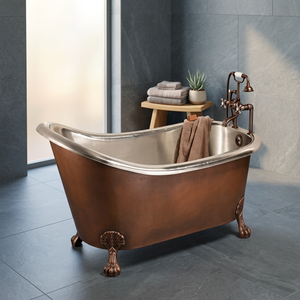 Tapa de Bañera Rectangular Independiente de Cobre con Acabado Antiguo, Estilo Lujoso para Renovación de Baños - Artesanía India, Uttar Pradesh - Product Image 1