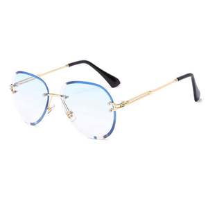 Lunettes de soleil ovales sans monture à verres dégradés style vintage 2022 pour femmes - Product Image 5