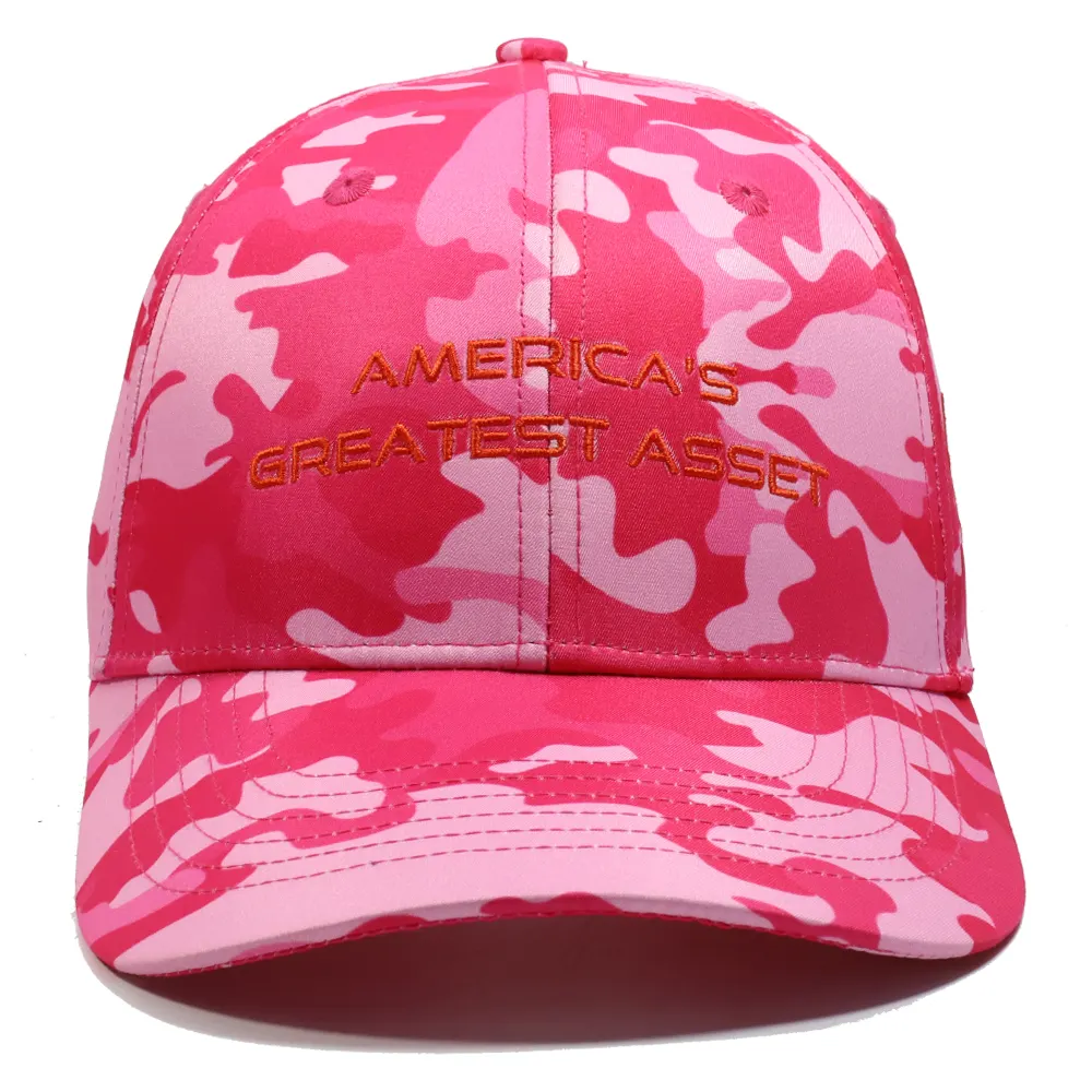 Custom Red Digital Camo Baseball Hat Pink Woman Sport Cap