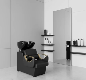 Nuevo Sillón de Peluquería Moderno de Cuero con Lavabo de Cerámica y Estructura Metálica - Diseño Semi-Reclinable - Product Image 4