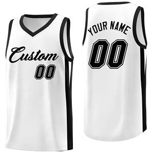 Maillot de basket-ball classique personnalisé blanc et noir - Product Image 1
