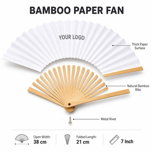 Abanico de Papel de Bambú de 7 Pulgadas con Logotipo Personalizado, Abanico Plegable para Regalo de Boda, Fiesta, Regalo Promocional de Verano, Recuerdo Empresarial - Product Image 2