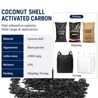 Charbon actif granulaire en coque de noix de coco à faible teneur en cendres 12x30 mesh, directement de l'usine, pour le traitement de l'eau