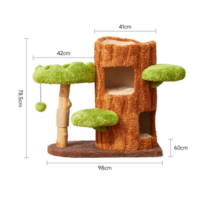 ต้นไม้แมวหรูหราแบบเต็มตัว ต้นไม้แมวไม้สำหรับปีนป่ายพร้อมเสาข่วน - Product Image 1