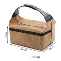 Sac de pique-nique isotherme souple à motif grain de bois avec poignée en PVC et bouton-pression, grande capacité, pour bento