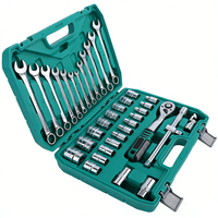 Ensemble d'outils à douilles en acier à haute teneur en carbone, 37 pièces, 1/2 pouce, à commande manuelle, personnalisé, avec étui rigide, pour la réparation automobile, l'entretien des équipements