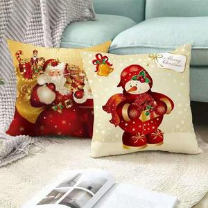 Funda de almohada nueva, funda de almohada cuadrada con estampado de letras a cuadros navideñas de Papá Noel, accesorios para almohadas para sala de estar y dormitorio - Product Image 3
