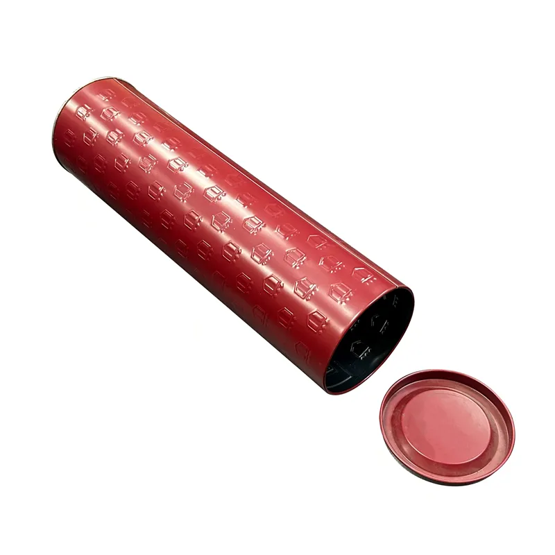 Özelleştirilmiş baskı yuvarlak şekil bel açılış kırmızı şarap ambalaj kutusu yüksek kalite toptan hediye depolama ambalaj Metal teneke kutu
