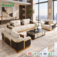 Ensemble de salon complet bicolore avec fauteuil et table basse en marbre – Solution de mobilier tout-en-un pour villa