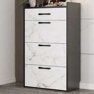 Scarpiera in legno portaoggetti sotto le scale stile europeo bianco 4 mensola moderna dietro porta scarpiera - Product Image 5