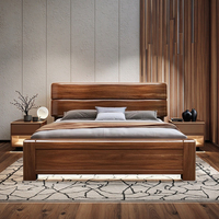 Lits en bois de taille king avec tiroirs pour chambre principale, prix de gros, style moderne minimaliste, bord arrondi, artisanat anti-collision