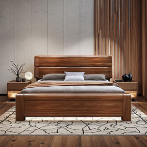 Lits en bois <span class=keywords><strong>de</strong></span> taille king avec tiroirs pour chambre principale, <span class=keywords><strong>prix</strong></span> <span class=keywords><strong>de</strong></span> gros, style moderne minimaliste, bord arrondi, artisanat anti-collision - Product Image 4
