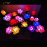 Lampe de nuit 3D TOPREX pour le festival de Noël, rose dynamique avec feuilles, fleurs de lotus artificielles