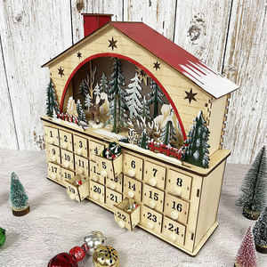 Lịch Cắt Laser Lịch Đếm Ngược Giáng Sinh Ván Ép Mùa Vọng Cảnh Làng Giáng Sinh Có Đèn LED - Product Image 4