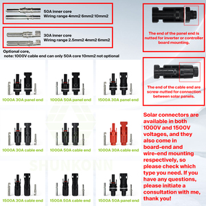 Shunkonn Offre Spéciale mâle femelle 1500V DC 30A <span class=keywords><strong>PP0</strong></span> IP68 connecteur d'extrémité de carte solaire étanche pour câble solaire PV - Product Image 3