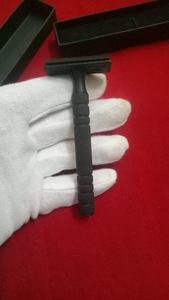 Maquinilla de afeitar de seguridad con mango de acero inoxidable recubierto de negro, maquinilla de afeitar de Metal de una sola hoja para cabello y cara para uso Personal de barberos - Product Image 3