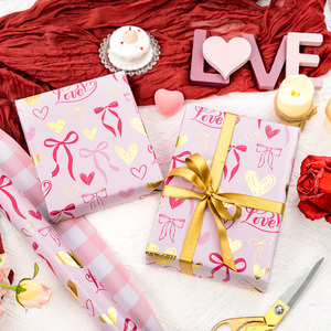 Pink Valentine's Day gift wrapping <b>paper</b> heart shaped bow gift wrapping <b>paper</b> wedding wrapping <b>paper</b> lover's gift wrapping <b>paper</b> - Product Image 3